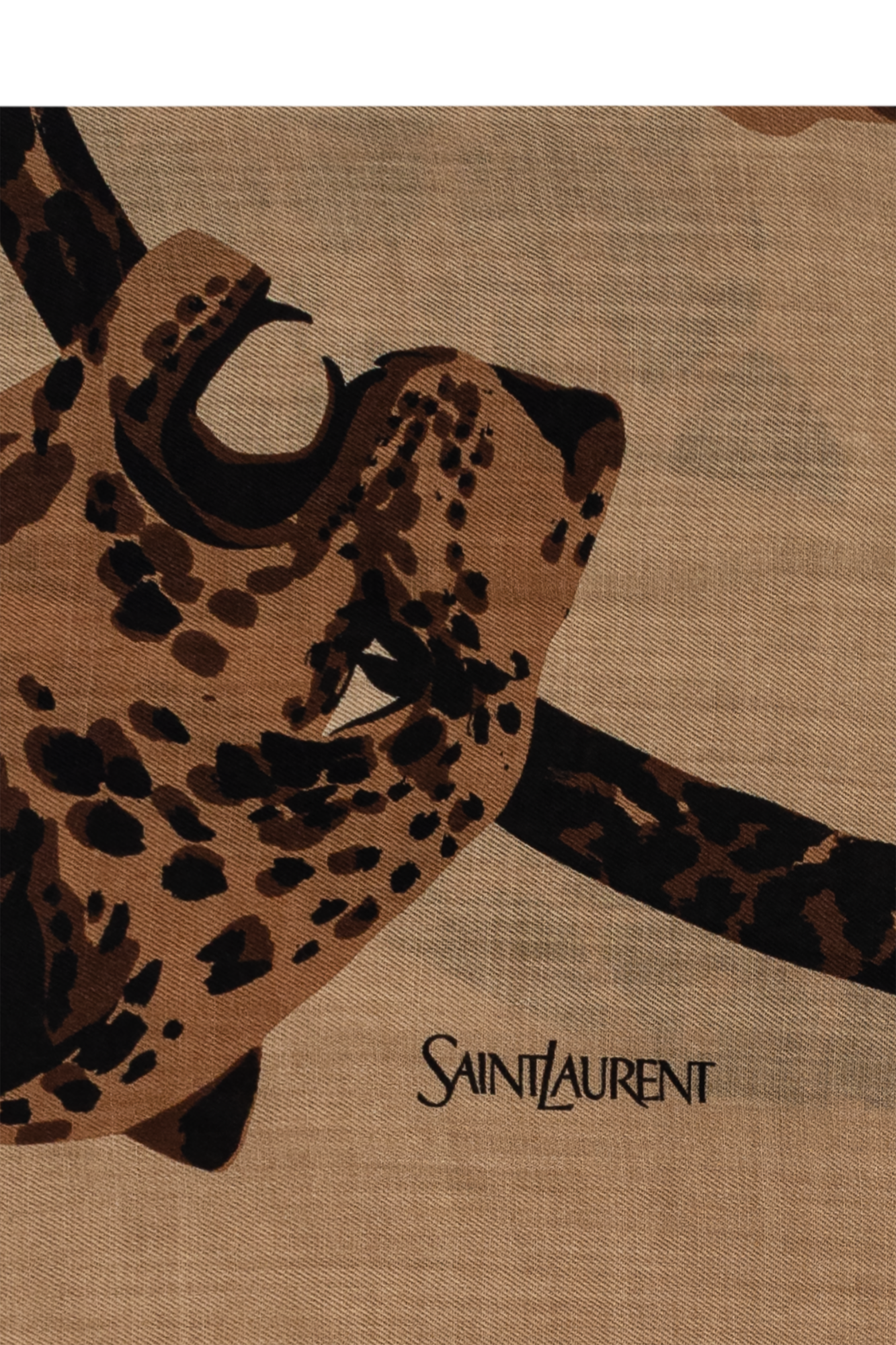 SAINT LAURENT アニマル柄ストール Saint Laurent Wool scarf with animal motif | Women's